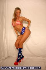 Patriotic Babe Rides A Floor Mounted Toy Image 1